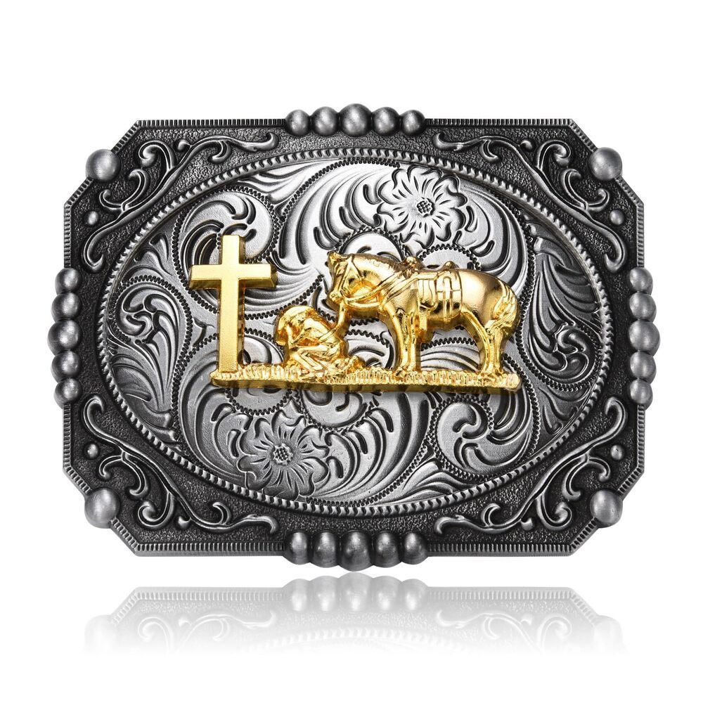 1923 Belt Buckle Teens, Religious Antique Celtic Cross Horse Belt Buckles